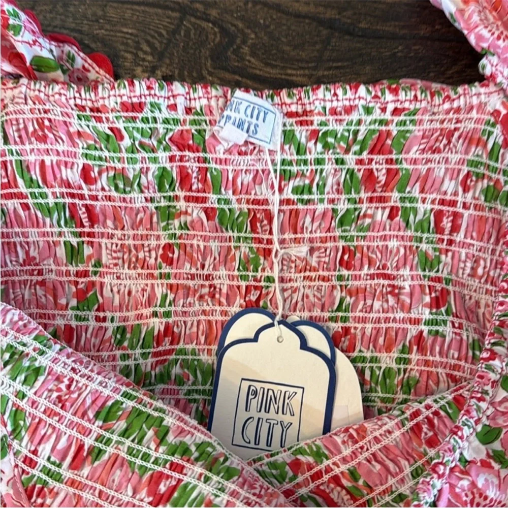 Tuckernuck Pink City Prints Sweet Hibiscus Carrie Floral Dress Size Medium - Picture 6 of 9